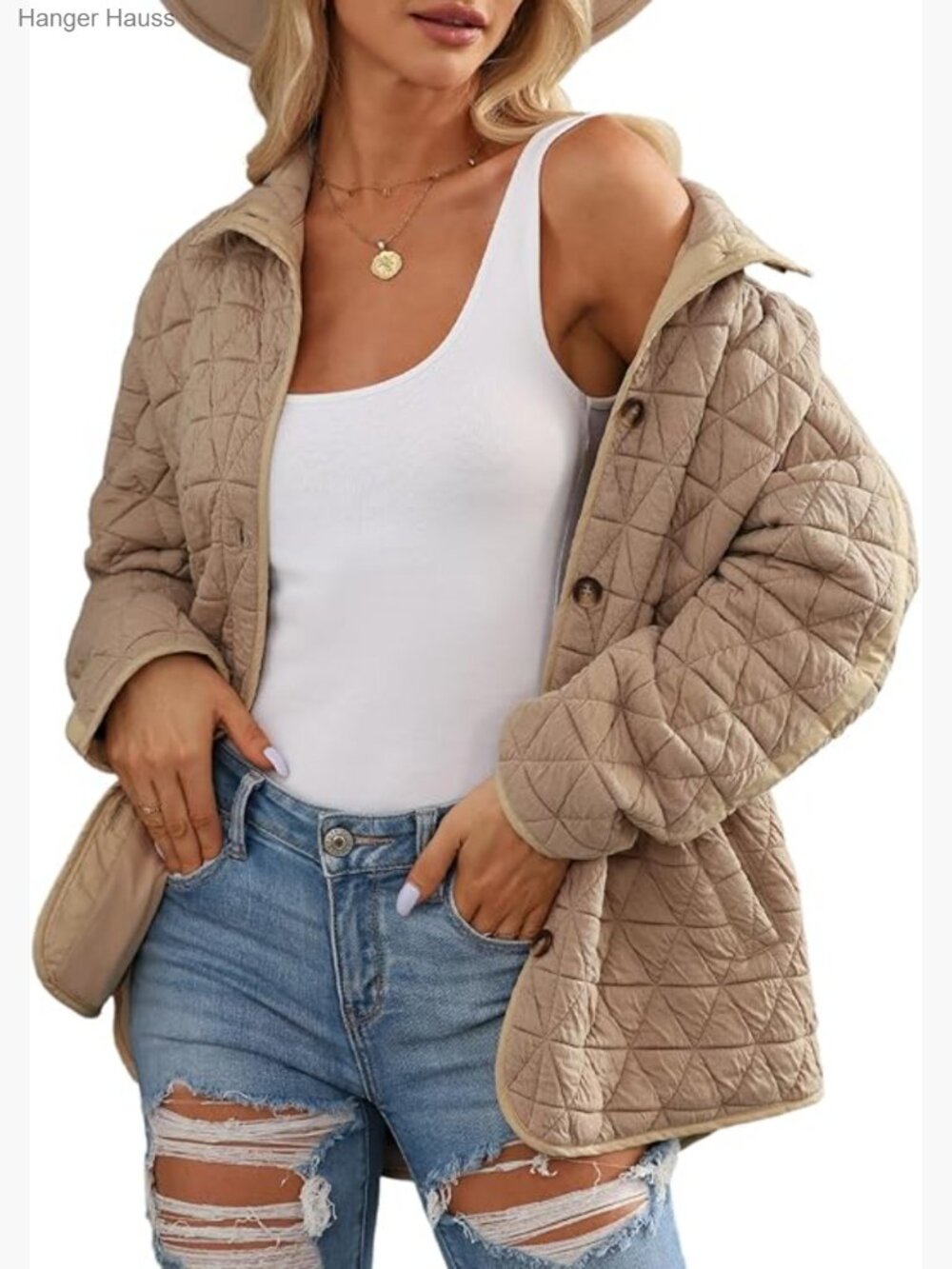 Lightweight Diamond Quilted Button Down Puffer Coat Cardigan